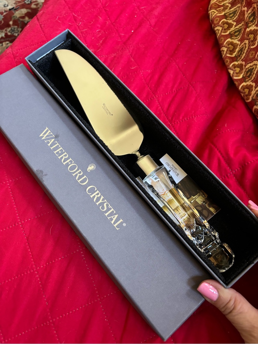 Waterford Crystal Silver Tone Cake Server with Clear Crystal Handle